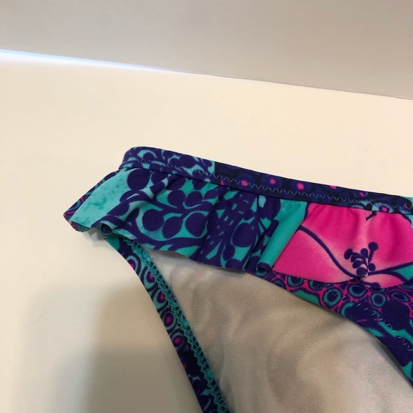 Roxy ruffle bikini bottom EUC sz 14 pink purple - Picture 5 of 11